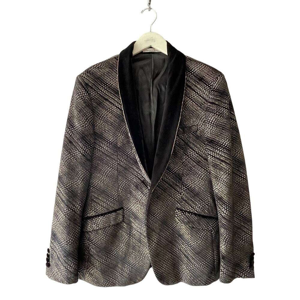 Giovanni Testi Metallic Velvet Shawl Collar Slim Fit Tuxedo Jacket SIze 44R